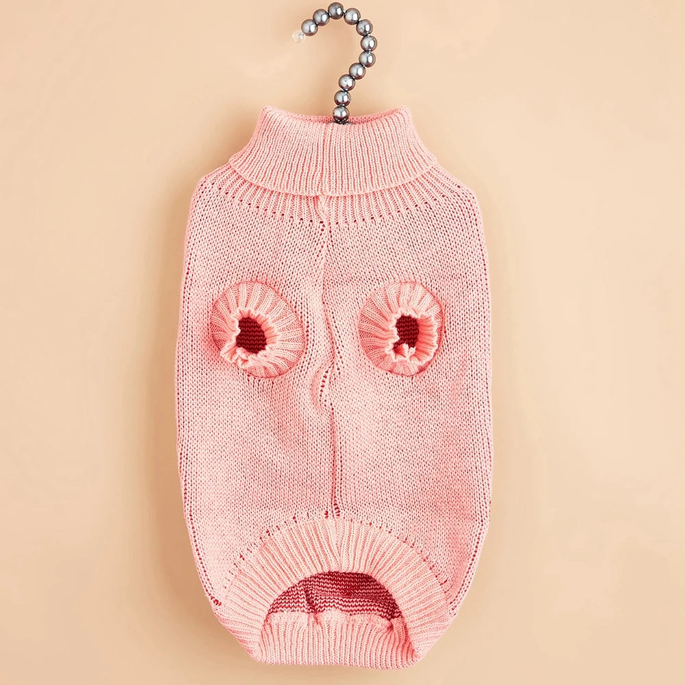 ❤️ Cute Heart Pattern Dog Sweater – Warm Knit Jumper for Dogs & Cats