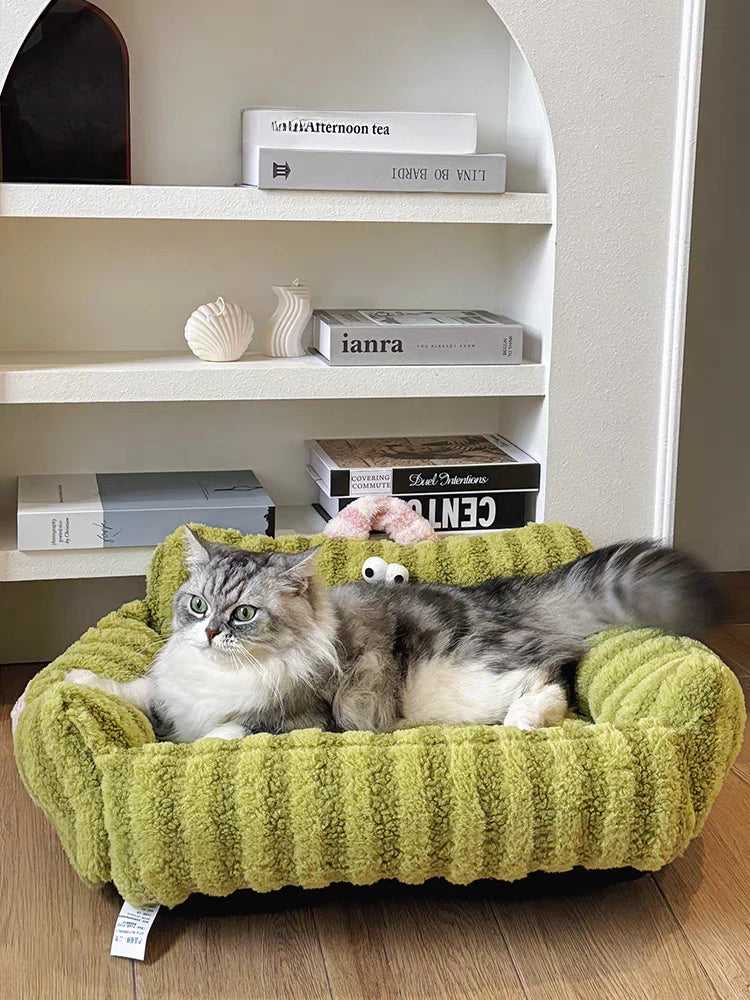 Winter Warm Puppy Sofa Bed – Cozy Cat & Dog Kennel Nest with Cushion Mat