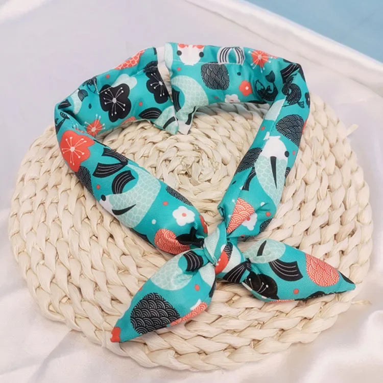 Japanese Farmhouse Style Dog Bandana – Soft Cotton Pet Scarf with Bow Accent for Akita, Shiba & More