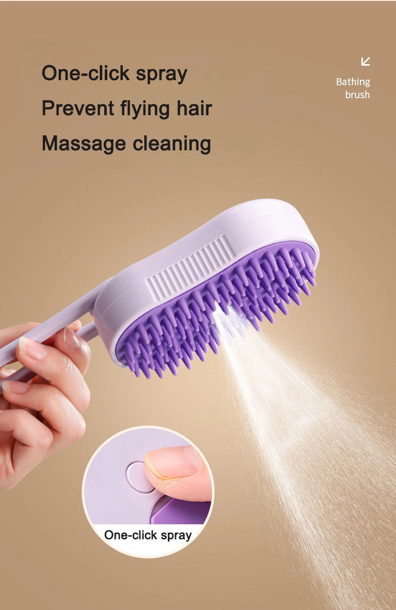 3-in-1 Pet Steam Brush – Electric Grooming Comb with Spray & Massage for Cats and Dogs