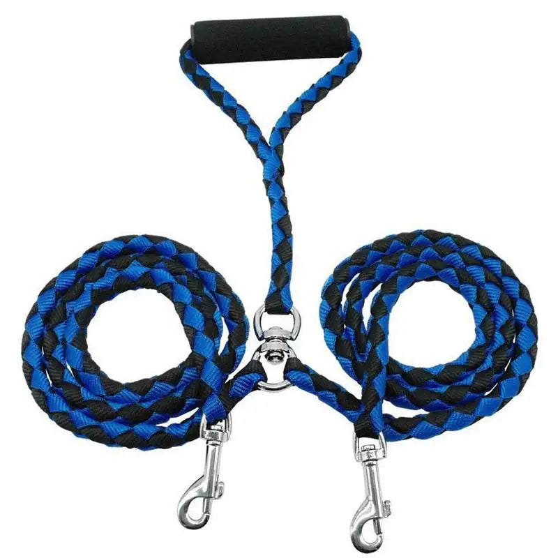 Double Dog Leash – 360° Swivel Tangle-Free Nylon Walking Leash for Two Pets