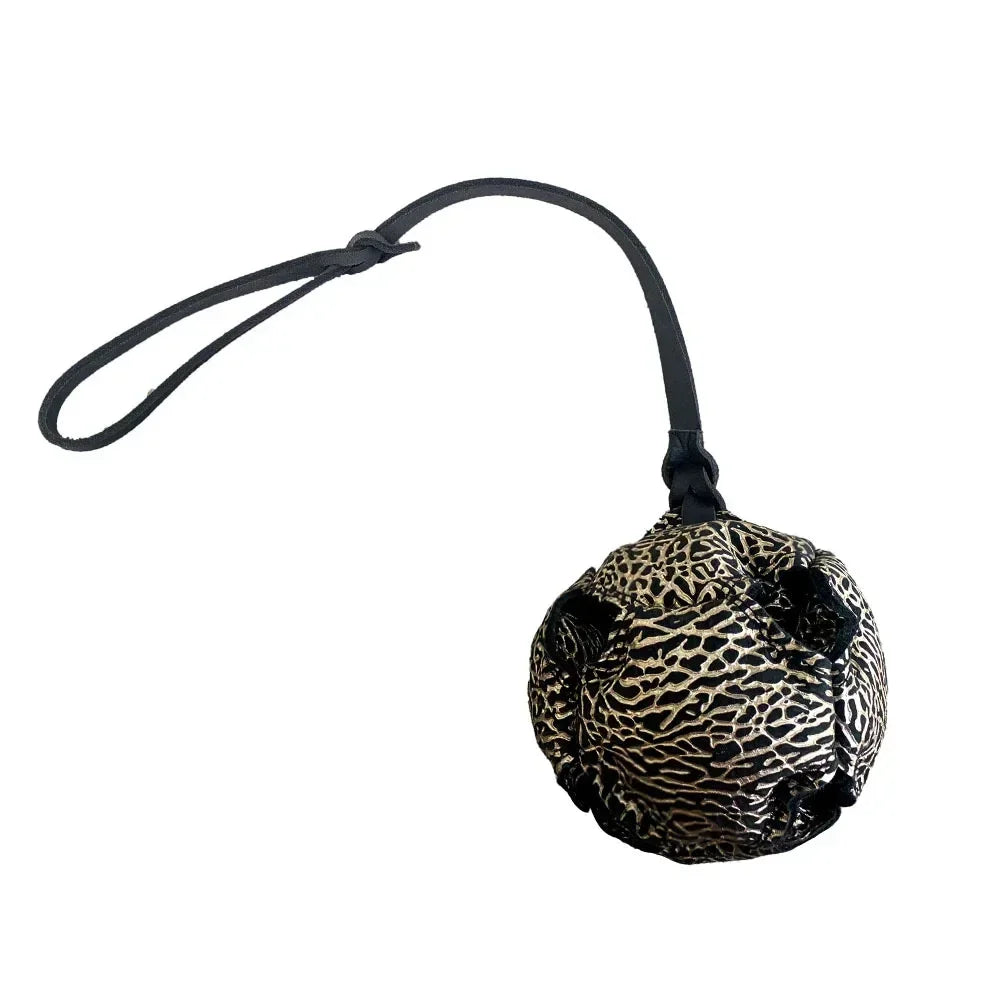 Leather Dog Training Ball – Tug & Bite Toy with Handle
