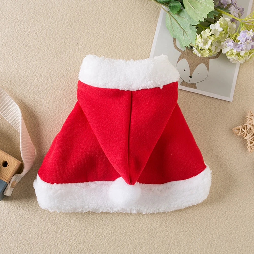 Christmas Pet Cloak – Santa & Elk Cosplay Hoodie Costume for Cats & Small Dogs
