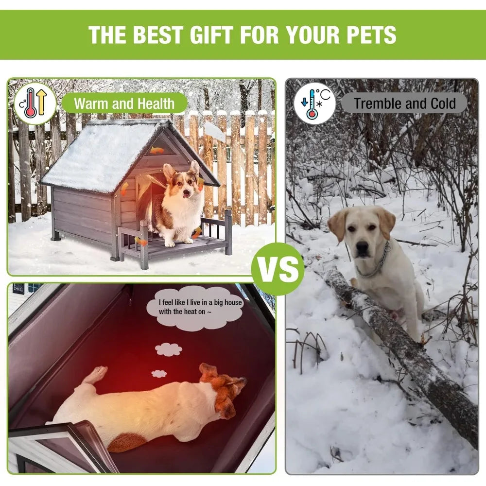 100% Insulated Outdoor Dog House – Winter Dog Kennel with Waterproof Liner & Sturdy Metal Frame