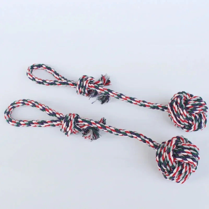 1PC Braided Cotton Rope Ball Dog Toy – Durable Knot Chew Toy for Puppies & Small Dogs | Teeth Cleaning & Interactive Play