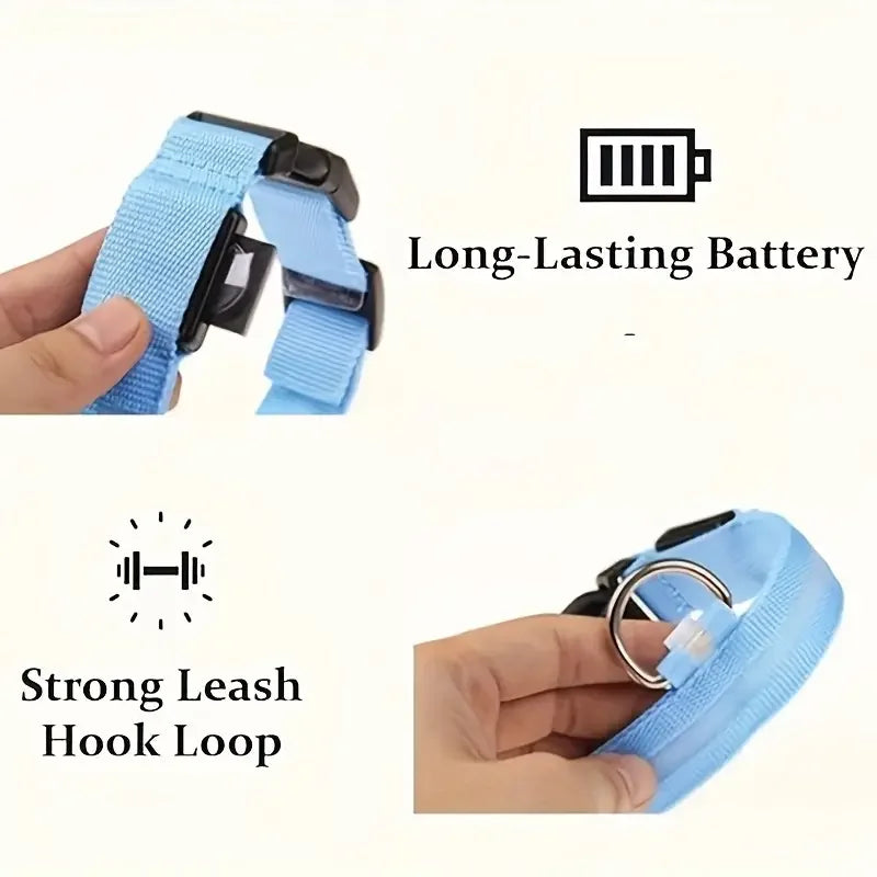 LED Dog Leash & Collar – Nylon Glow-in-the-Dark Safety Set for Night Walks