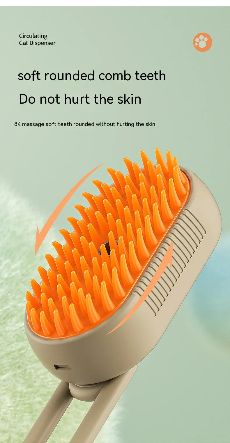 3-in-1 Pet Steam Brush – Electric Grooming Comb with Spray & Massage for Cats and Dogs
