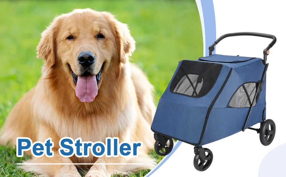 Wedyvko 4-Wheel Pet Stroller – Medium & Large Dog/Cat Jogger Travel Stroller for Outdoor Use