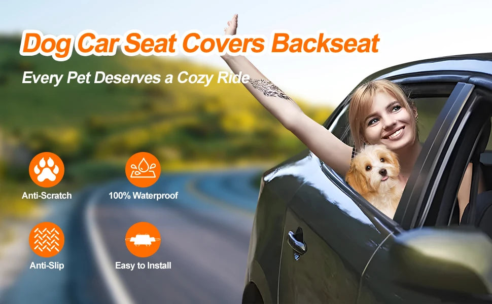 Waterproof Foldable Dog Car Seat – Pet Travel Safety Hammock & Trunk Mat | Back Seat Protector for Cars, SUVs & Trucks