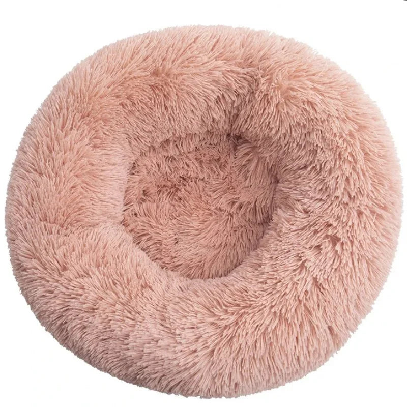 Round Plush Pet Bed – 40–90cm Super Soft Dog & Cat Bed, Winter Warm Sleeping Nest