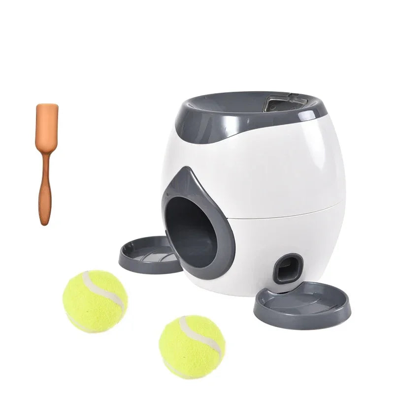 Interactive Pet Tennis Ball Launcher – Food Reward Machine & Training Toy for Dogs and Cats