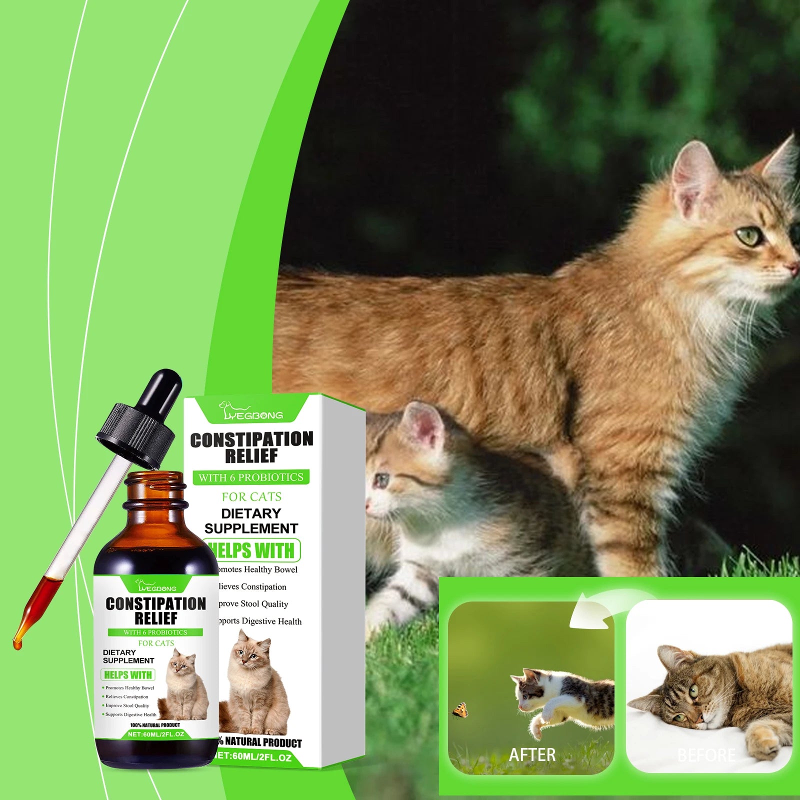 Yegbong Cat Probiotic Drops – Digestive & Immune Support Supplement | Enhances Vitality, Nutrient Absorption & Overall Health
