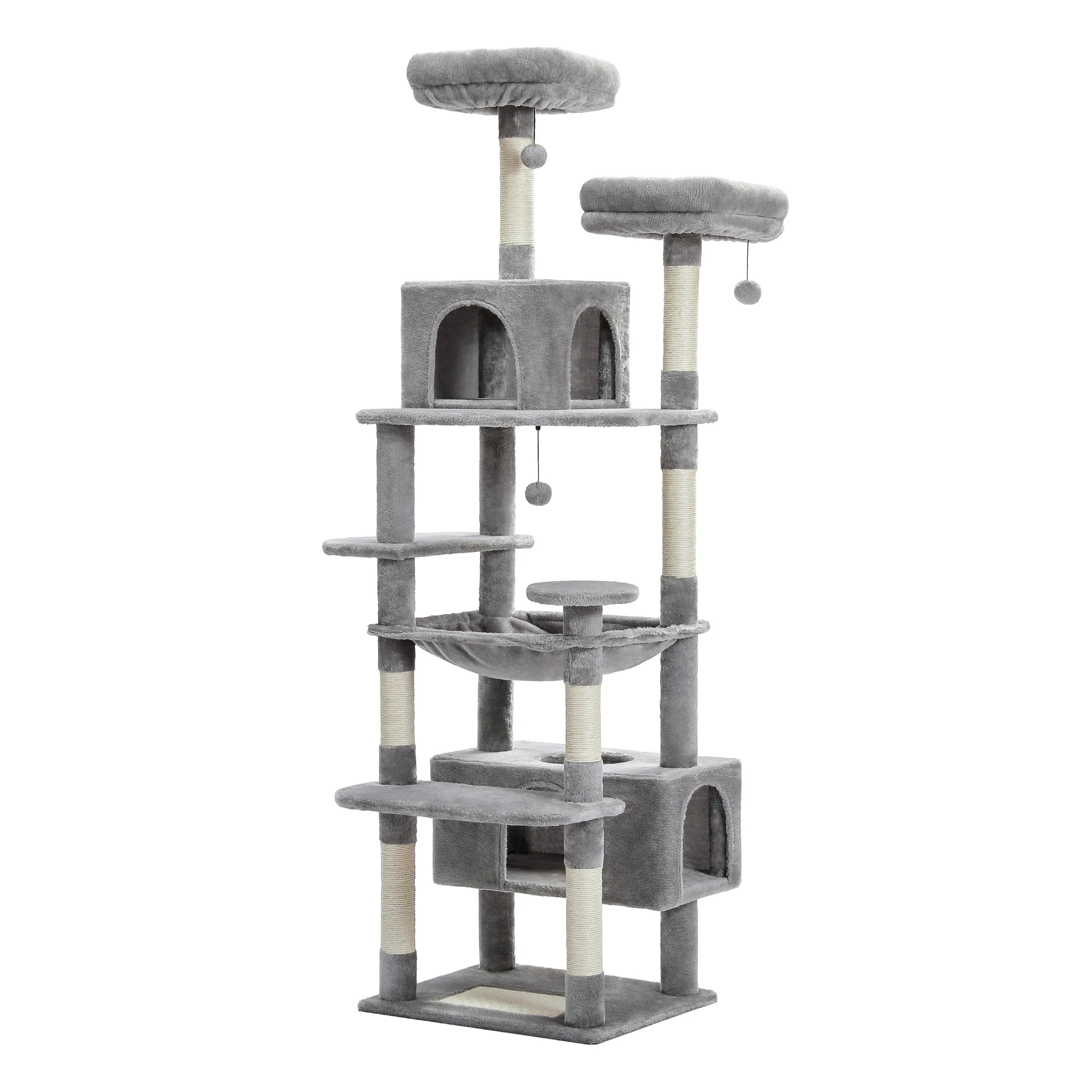 Large Multi-Level Cat Tree Tower – Tall Plush Indoor Cat Condo with Scratching Posts, Perches, Caves & Boards