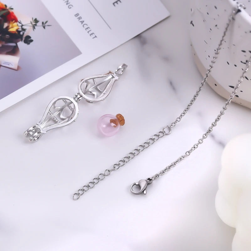 Hollow Teardrop Keepsake Urn Necklace for Ashes – Openwork Memorial Locket Pendant