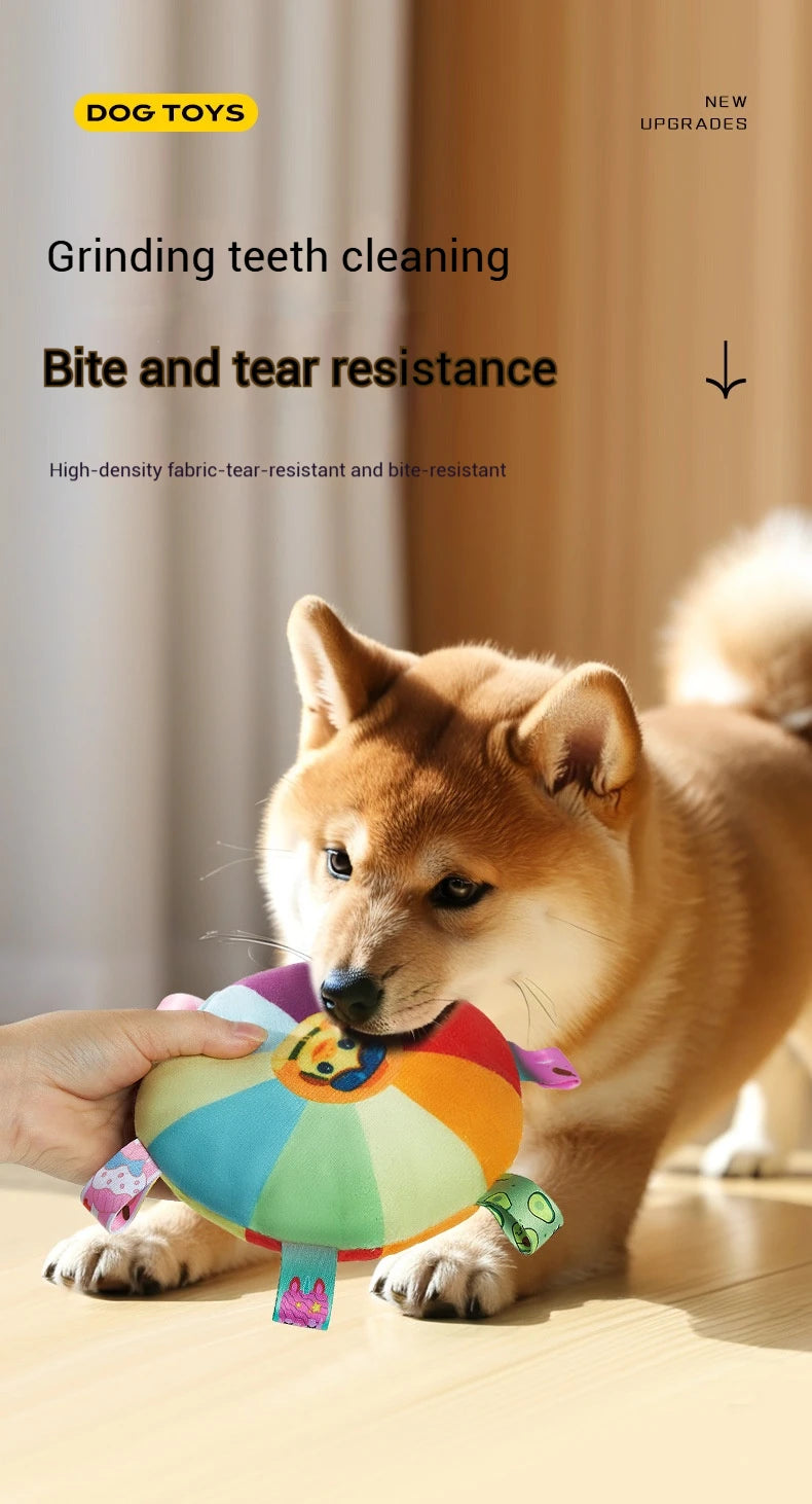 Plush Dog Frisbee Toy – Sound-Making, Bite-Resistant Flying Disc for Interactive Play & Chewing