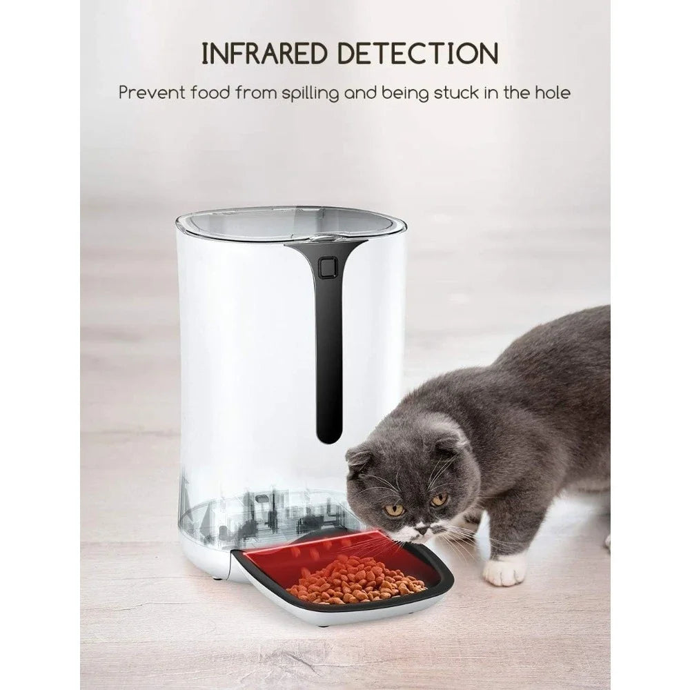 Automatic Cat Feeder – Portion Control, Voice Recording & Programmable Timer for 4 Meals Daily
