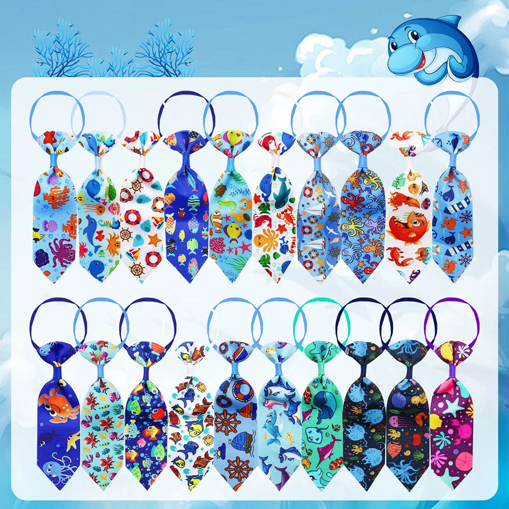10PCS Beach Party Pet Bow Tie Set – Adjustable Neckties for Small Dogs & Cats | Puppy Grooming Accessories (Bulk Pack)