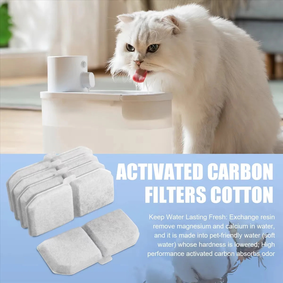 Cat Water Fountain Activated Carbon Replacement Filters – Coconut Shell Carbon & Resin Pet Water Dispenser Filter Elements