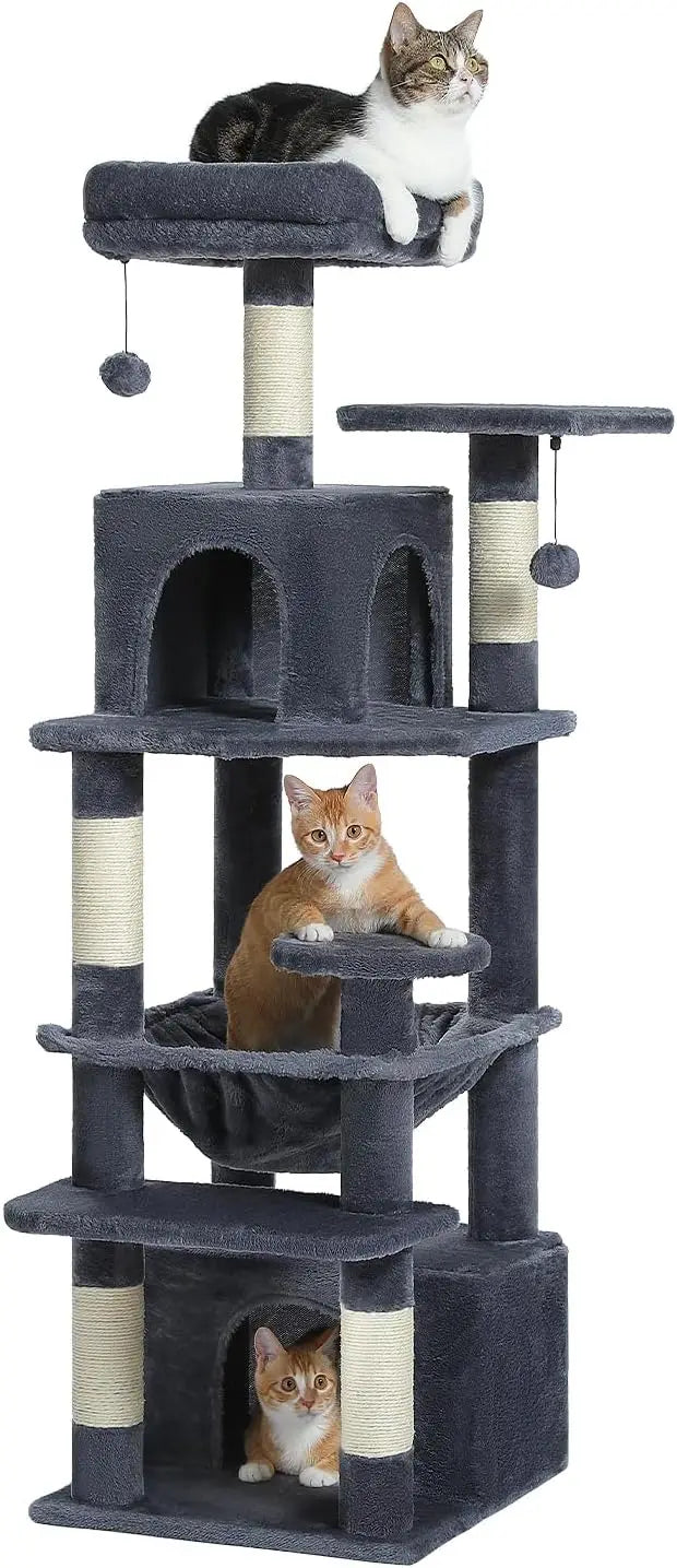 Large Cat Tree Tower with Dual Condos & Scratching Posts – for Large Cats