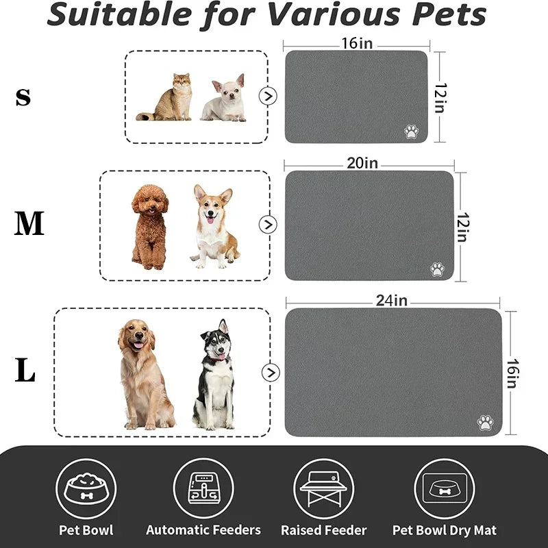 Absorbent Pet Feeding Mat – Quick-Dry Placemat for Dogs & Cats