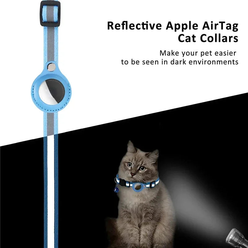 Reflective Anti-Loss Cat Collar with GPS Tag Holder & Bell