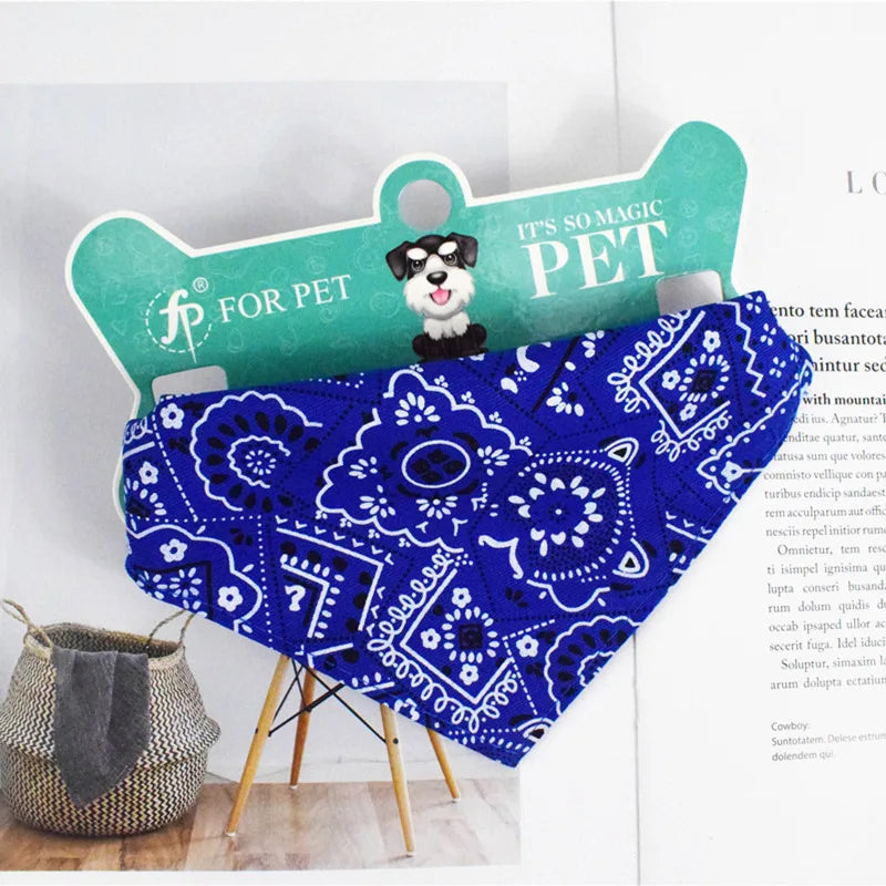 Adjustable Cotton Plaid Dog Bandana – Washable Pet Scarf with Bowtie Collar for Large Dogs & Cats