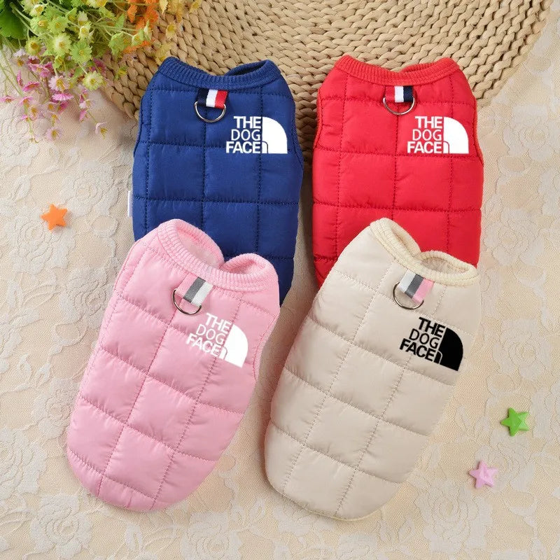 Designer Trendy Winter Dog Coat – Warm Pet Jacket with 3D Logo for Small & Medium Dogs