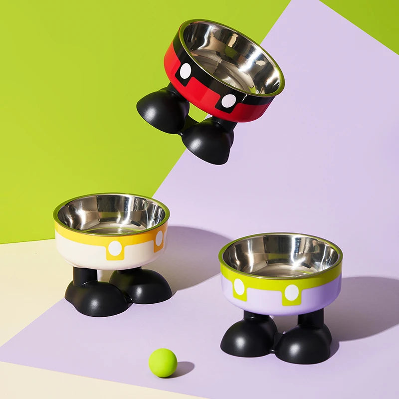 Elevated Stainless Steel Pet Bowl – Colorful High-Legged Food & Water Bowl for Dogs & Cats