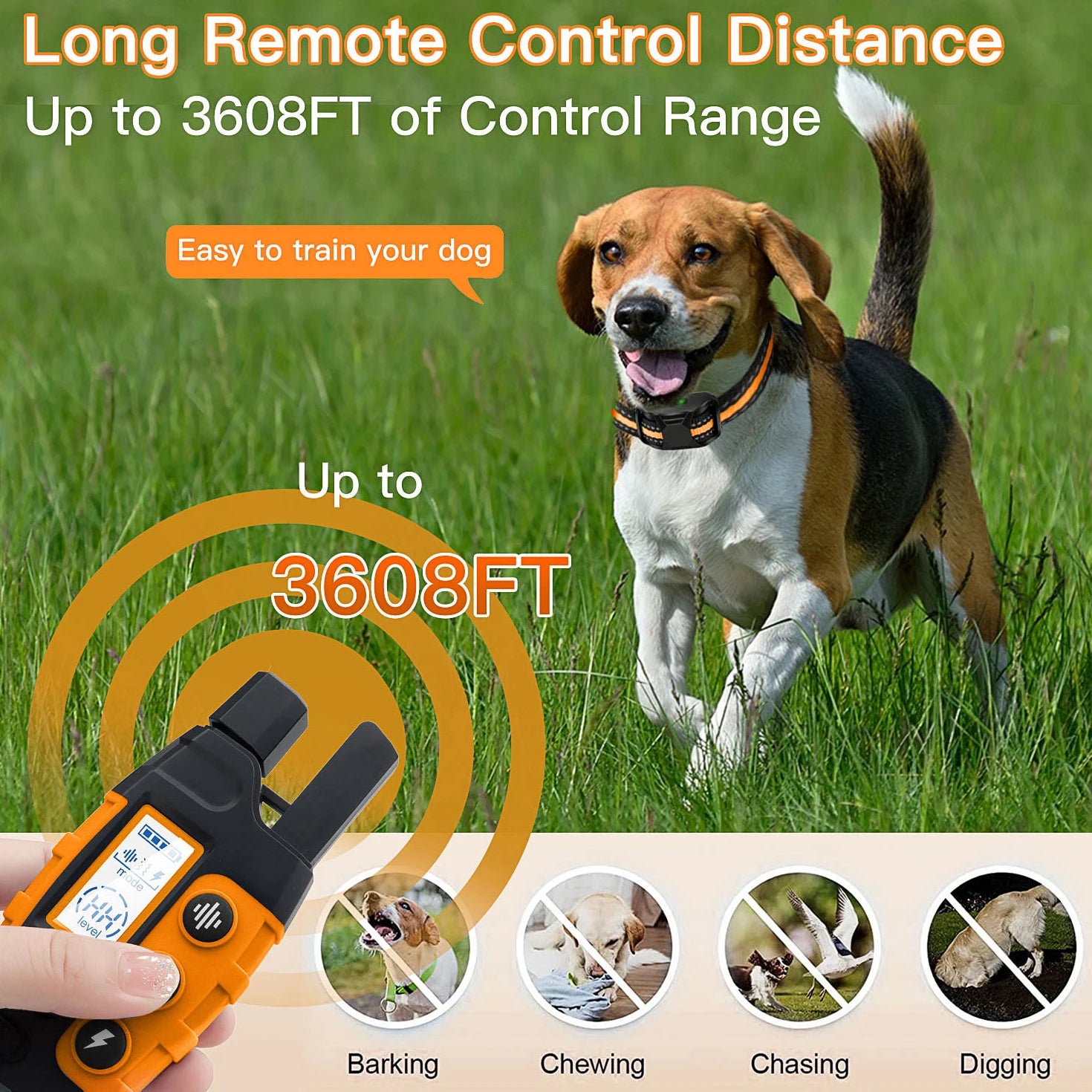3300Ft Electric Dog Training Collar with Remote – Waterproof Shock & Vibration Behavior Trainer for Dogs 5–120 lbs