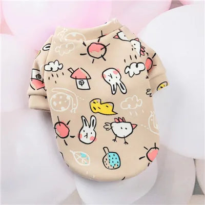 Cartoon Pet Hoodie – Winter Sweatshirt Coat for Small Dogs & Cats