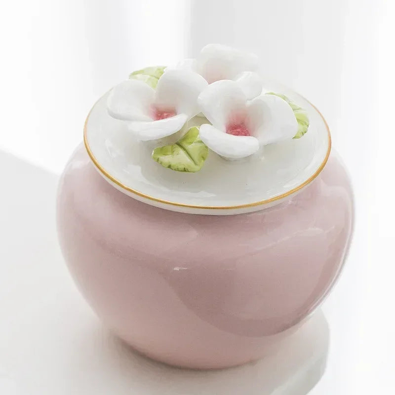 Handmade Floral Pet Urn – Decorative Cremation Urn for Dogs, Cats, Birds & Small Pets, Sealed Memorial Storage Jar