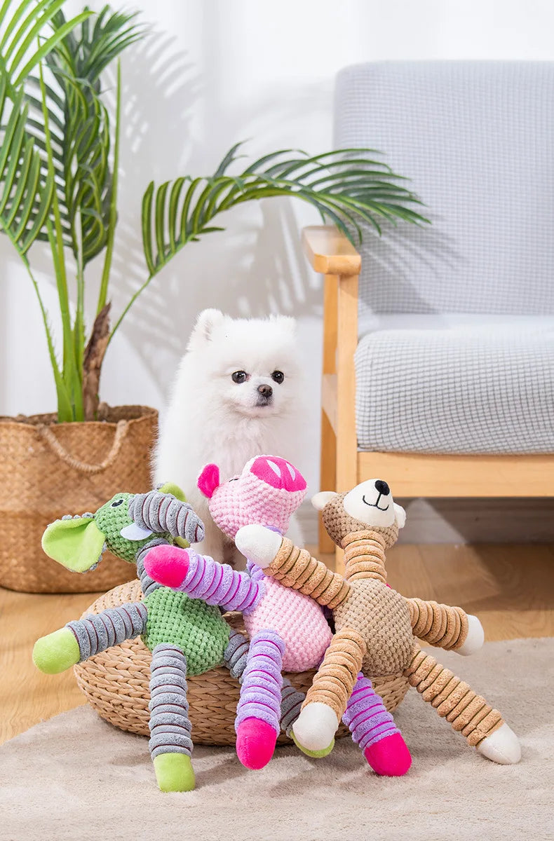 Indestructible Squeaky Plush Dog Toy – Durable Animal-Shaped Chew Toy for Large Dogs