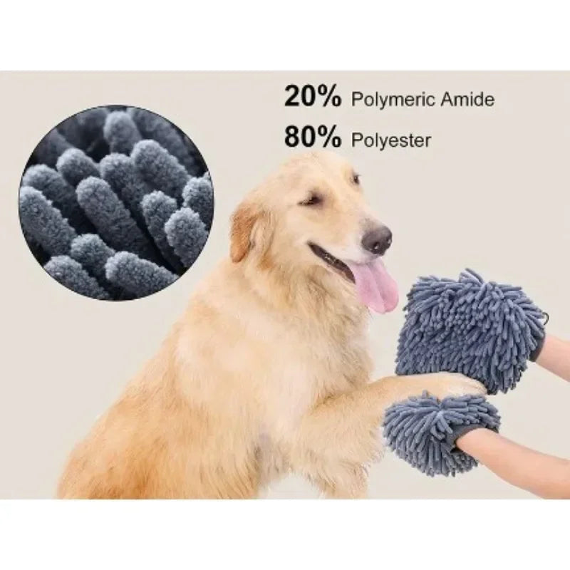 Microfiber Pet Grooming Glove – Quick-Dry Chenille Mitt for Dogs of All Sizes