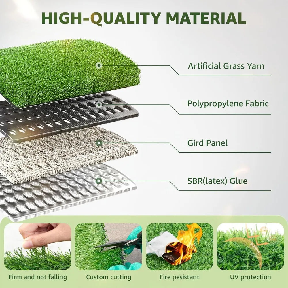 Synthetic Artificial Turf Roll Lawn – With Drainage Holes for Garden, Balcony, Terrace, or Backyard Landscaping
