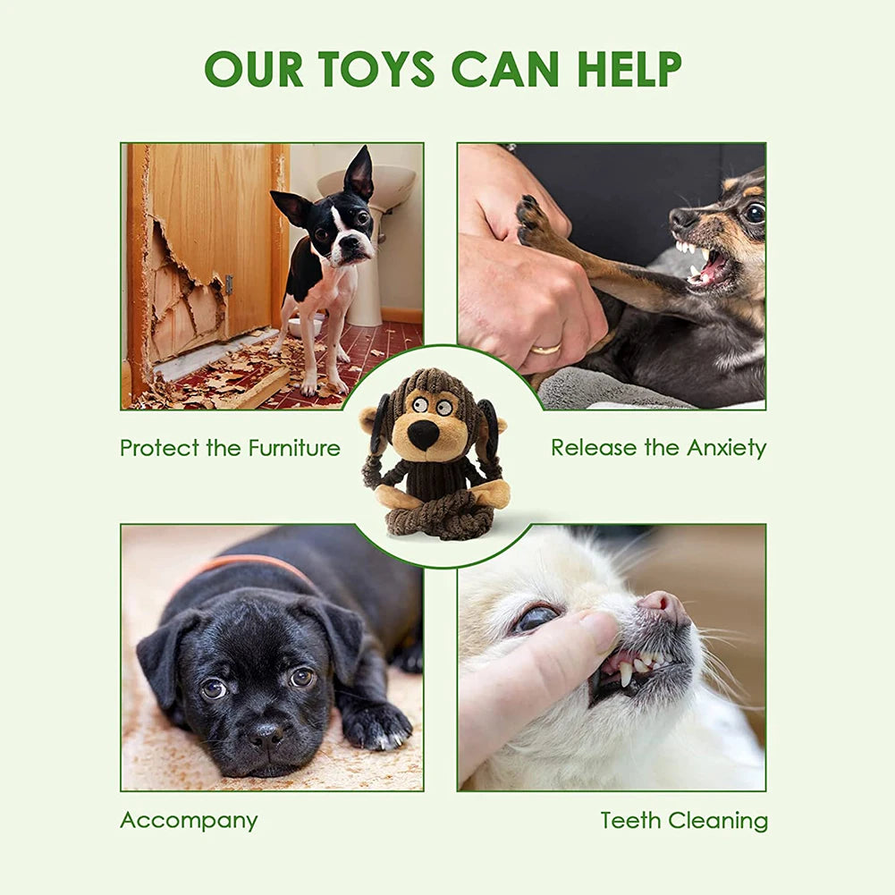 Squeaky Monkey Plush Puppy Toy – Chew Toy for Teething, Training & Interactive Play for Small Dogs