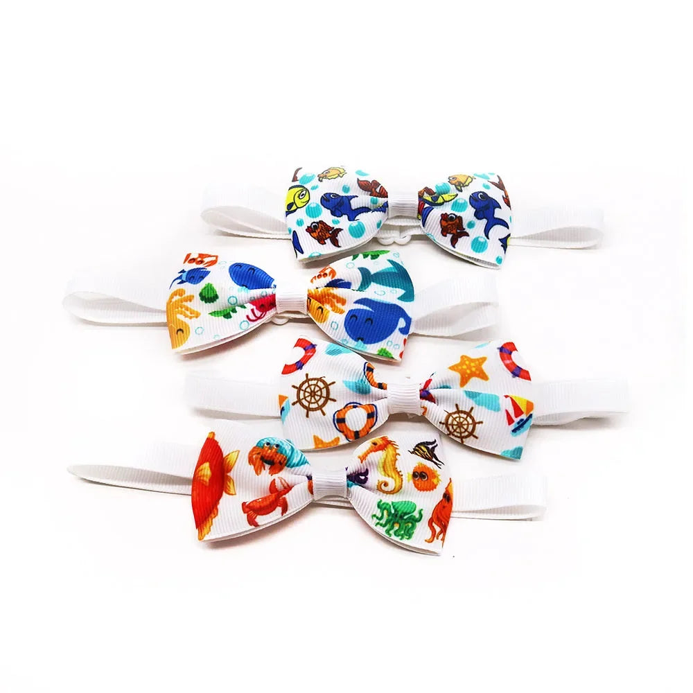 20PCS Summer Dog Bow Tie Set – Handmade Adjustable Collar Accessories for Dogs & Cats | Pet Grooming & Fashion Supply