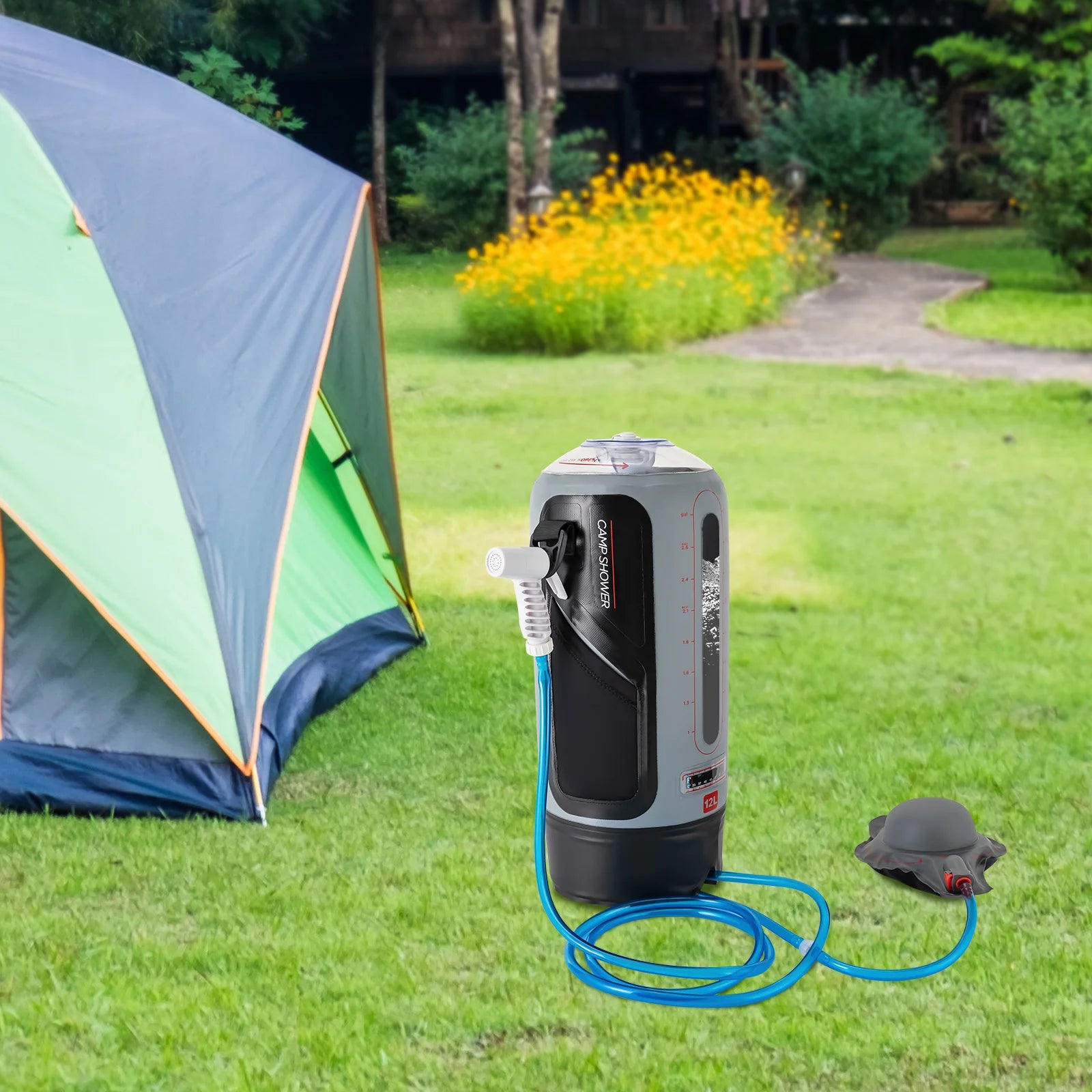 Portable Solar Camping Shower with Pump & Removable Hose – Outdoor Hiking, Climbing, Garden Use
