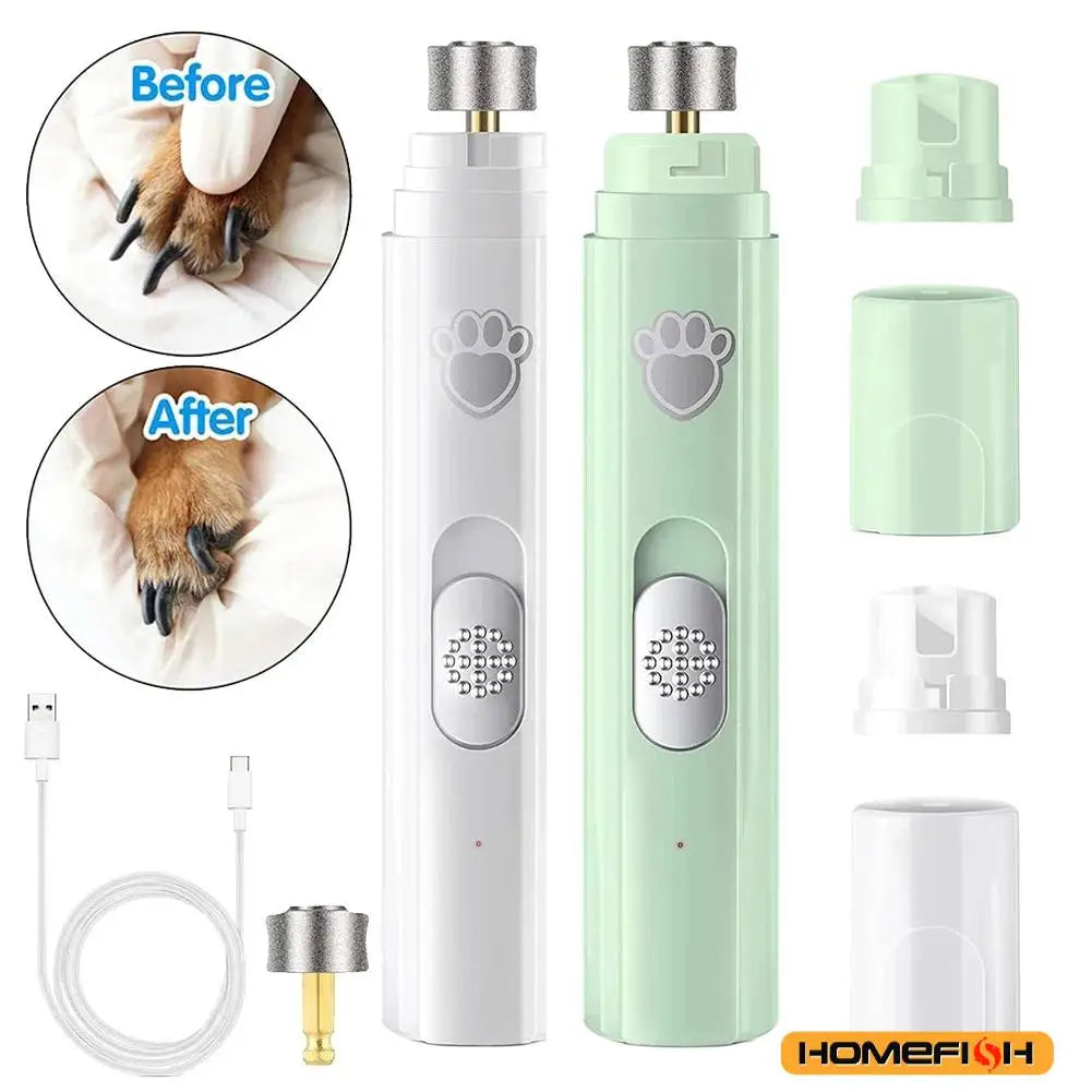 Electric Dog Nail Grinder – USB Rechargeable Pet Nail Clipper & Trimmer with Polisher Wheel for Dogs & Cats