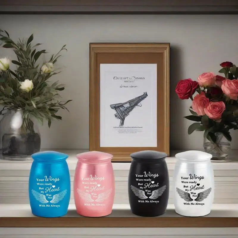 Set of 4 Mini Pet Cremation Urns – 1.57" Small Keepsake Urns for Dog, Cat & Bird Ashes, Decorative Memorial Ashes Holder