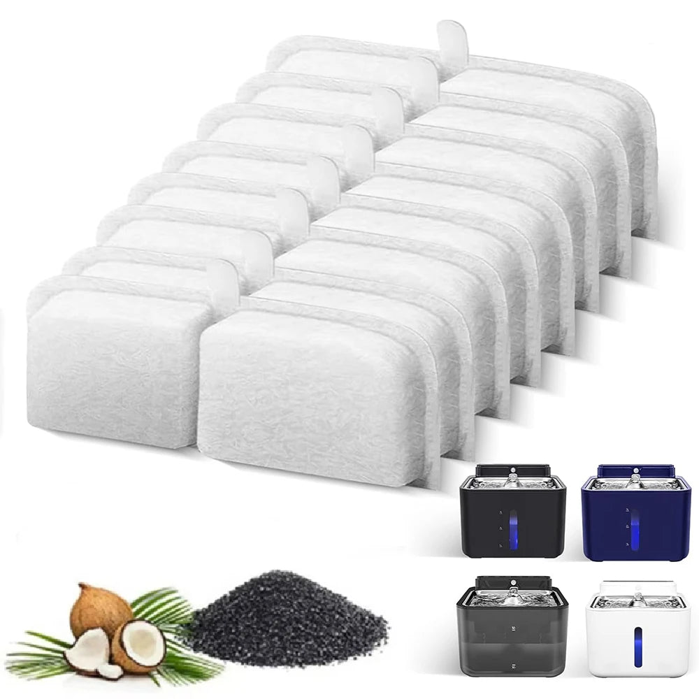 Cat Water Fountain Activated Carbon Replacement Filters – Coconut Shell Carbon & Resin Pet Water Dispenser Filter Elements