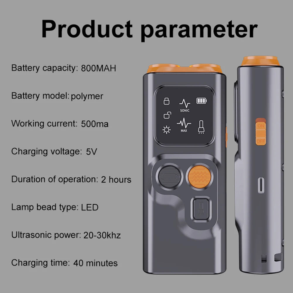 Ultrasonic Dog Bark Control Device – Rechargeable with LED Flashlight