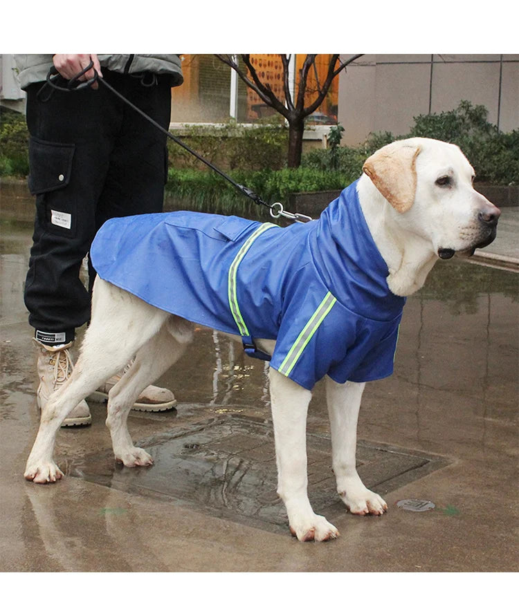 Waterproof Dog Raincoat – Hooded Reflective Cloak for Large Dogs