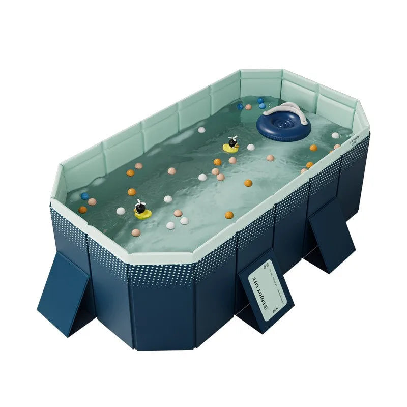 2.6m / 3m Foldable Outdoor Swimming Pool – Non-Inflatable Hard Plastic Pool for Kids, Adults & Dogs