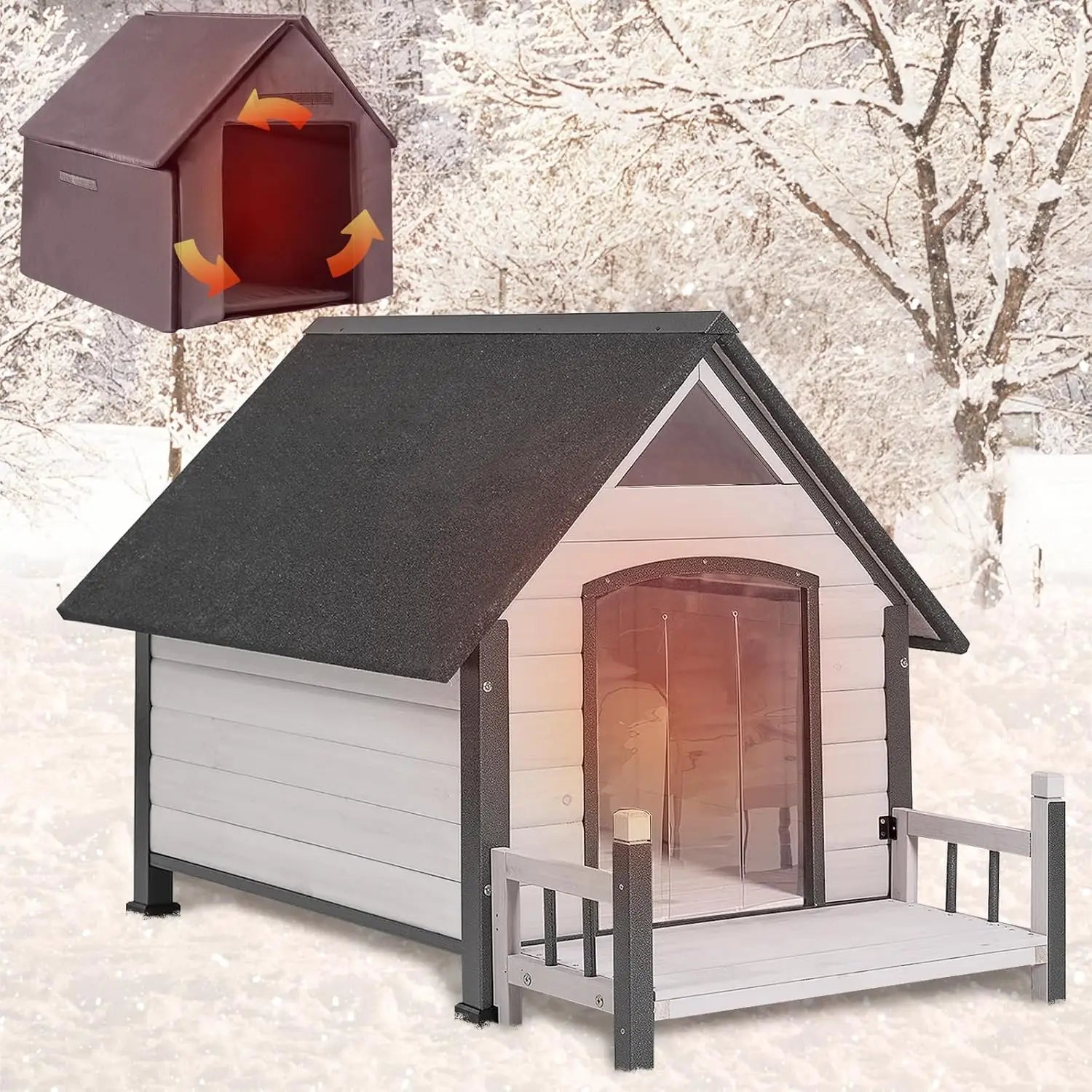 100% Insulated Outdoor Dog House – Winter Dog Kennel with Waterproof Liner & Sturdy Metal Frame