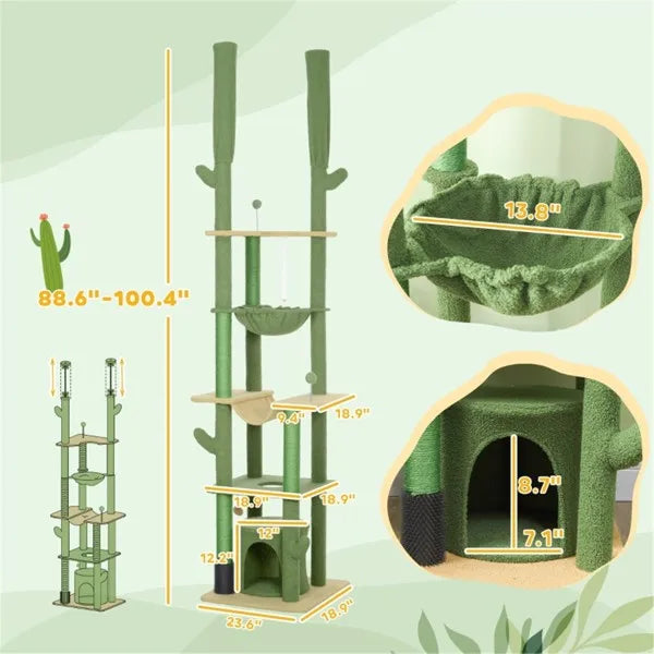Sturdy Cat Tree with Anti-Tip Kit – Scratching Posts & Grooming Features