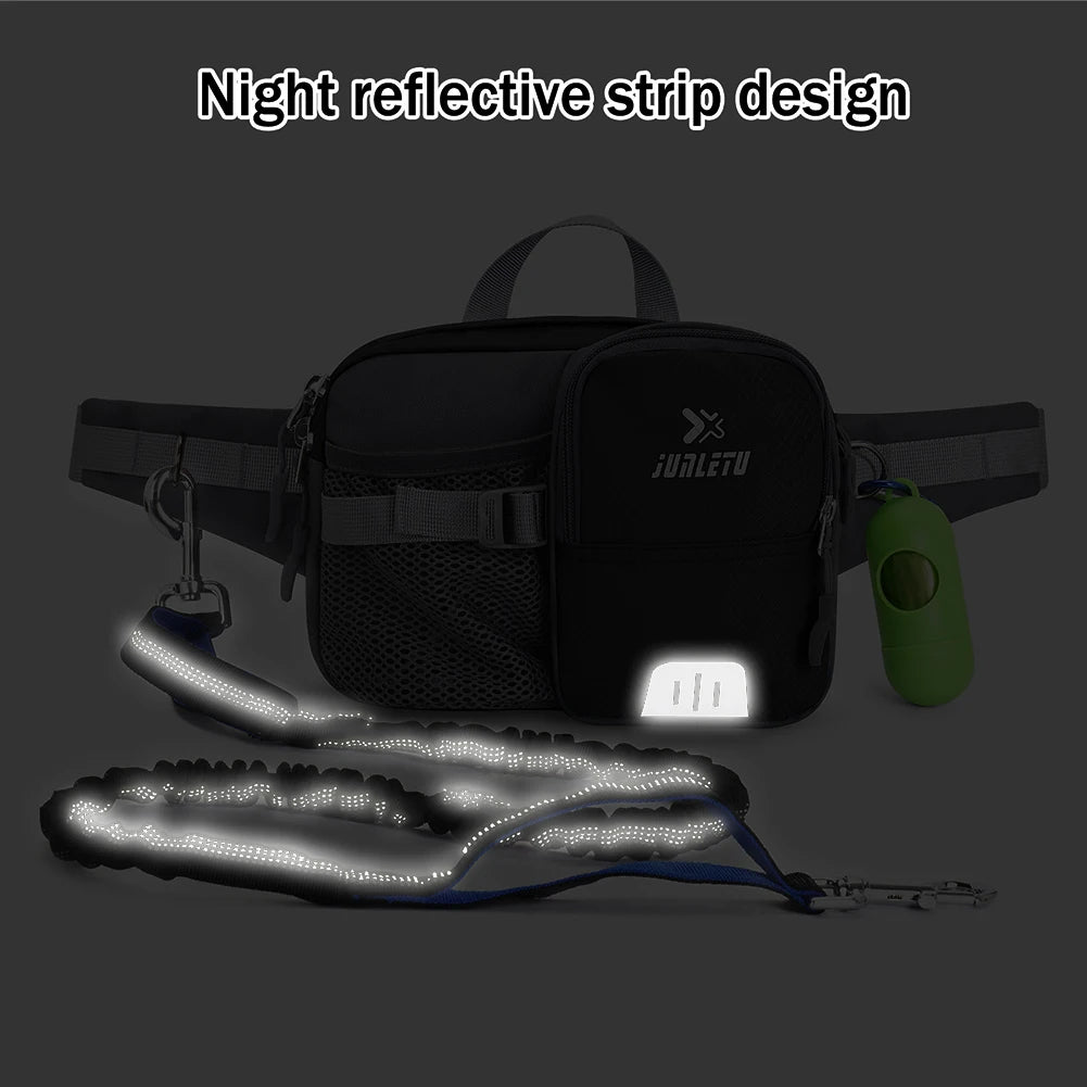 Retractable Hands-Free Dog Leash with Waist Bag – Adjustable Belt & Bottle Holder