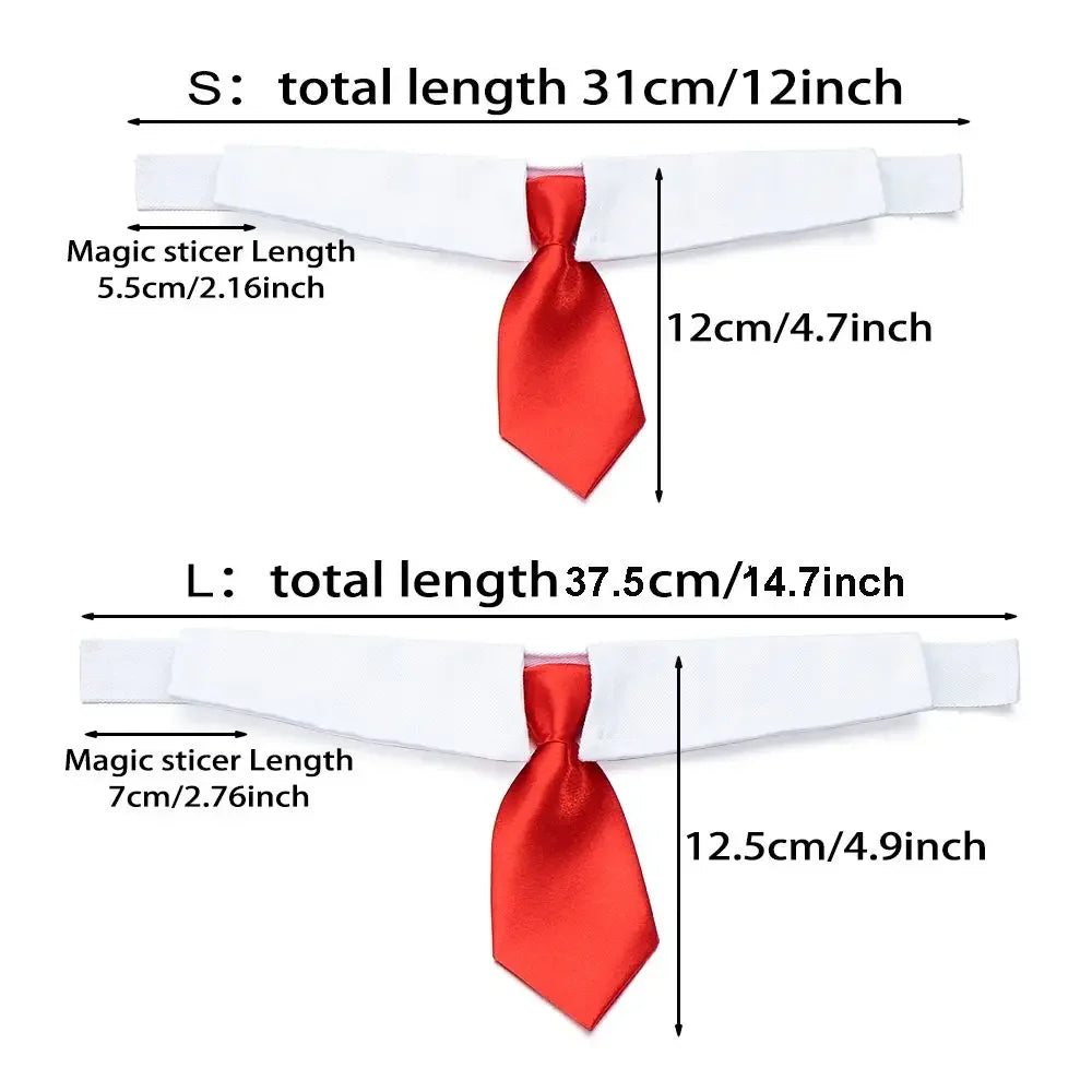 Formal Pet Tuxedo Necktie – Black & Red Bow Tie Collar for Dogs and Cats