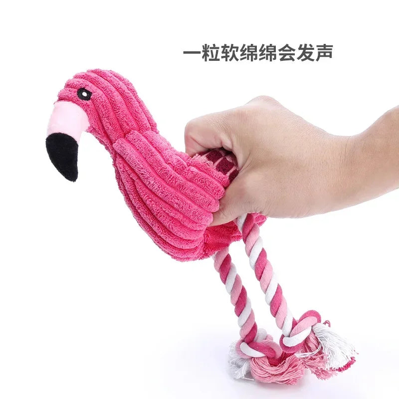 Plush Animal Squeaky Dog Toy – Bite-Resistant Corduroy Toy for Puppies & Large Dogs