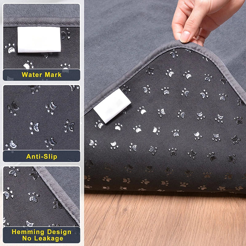 Waterproof Reusable Dog Pee Pad – Extra Large Absorbent Pet Bed Mat with Cute Dog Paw Prints