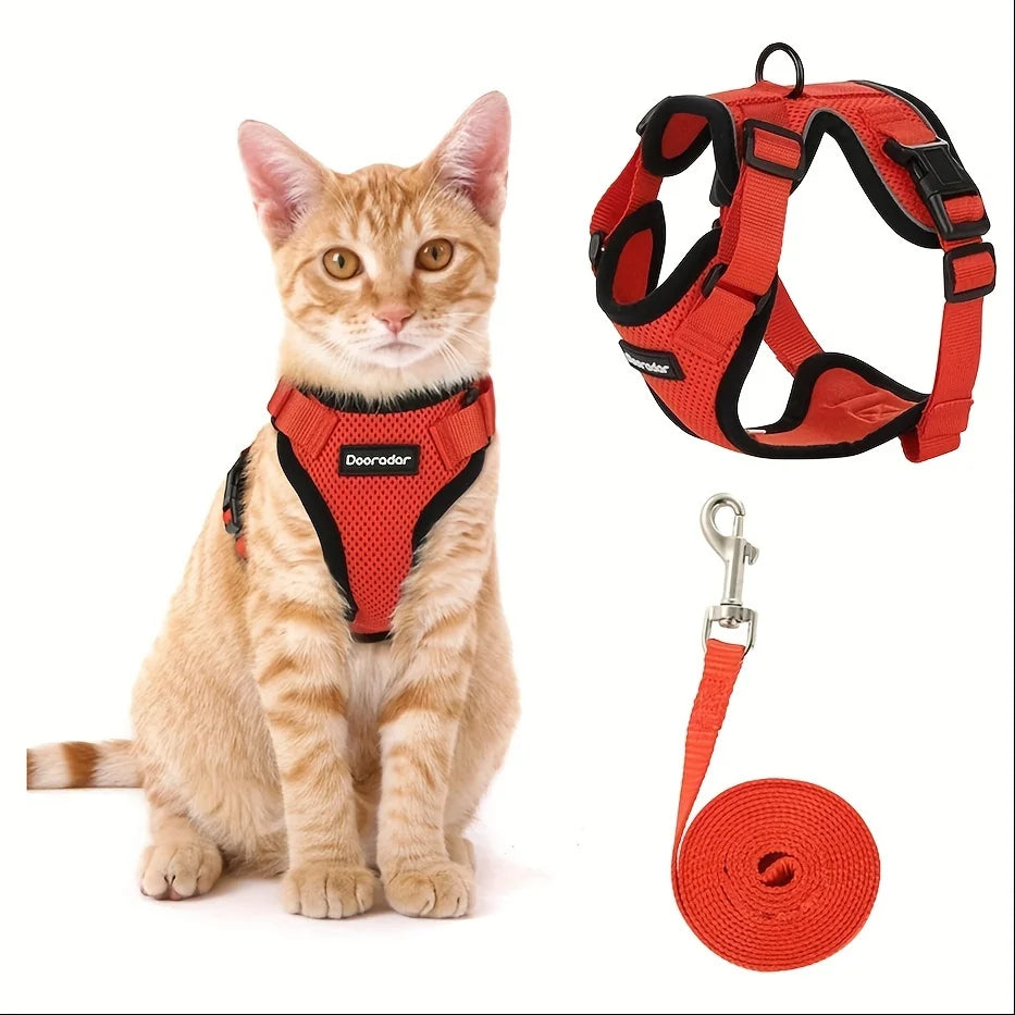 Adjustable Non-Slip Cat Leash and Vest – Pet Chest Harness for Secure Walking